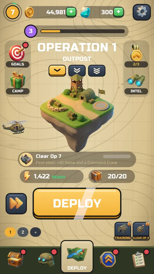 The map table with Operation 1's island